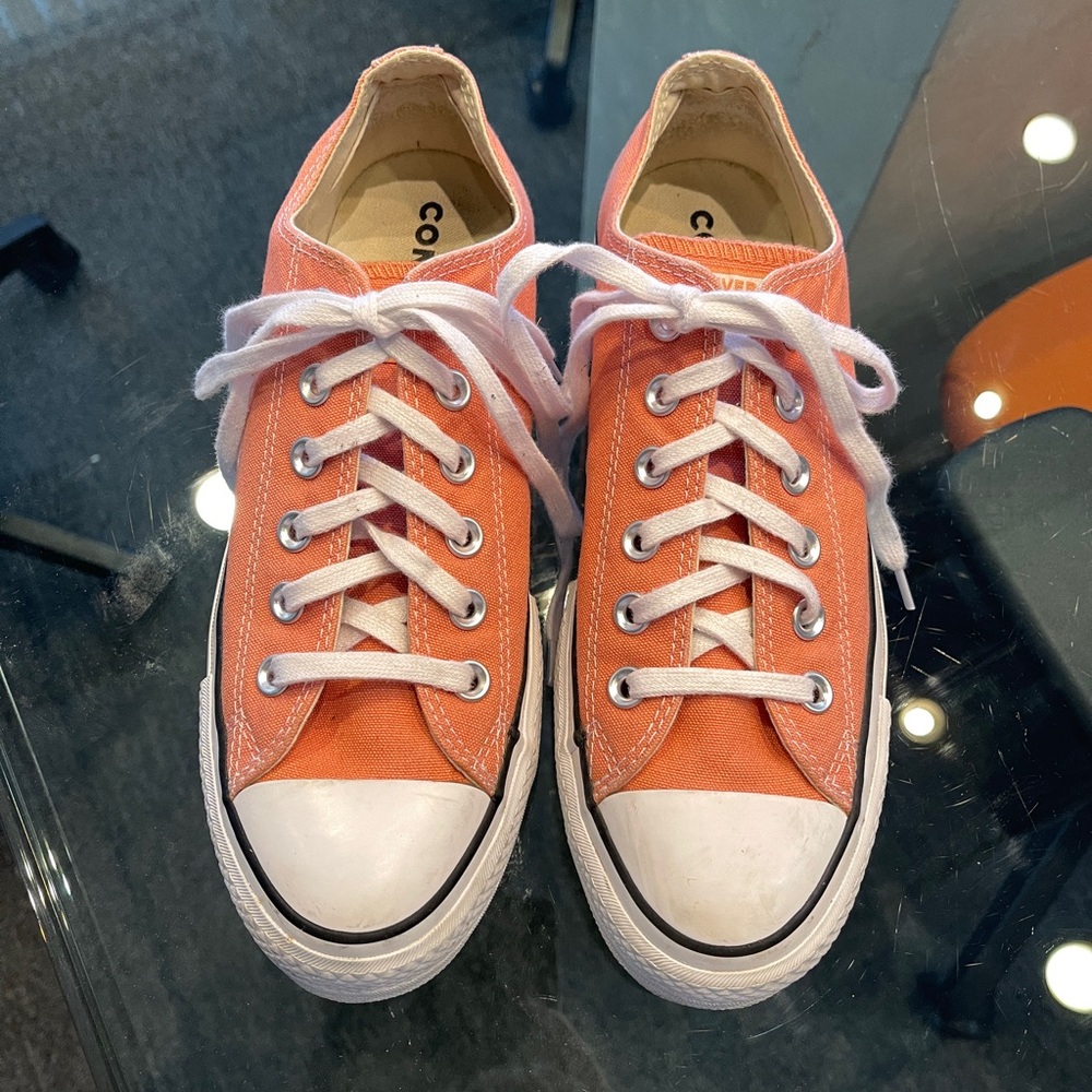Converse Salmon Orange Canvas Sneakers Women's Size 8 Excellent Condition